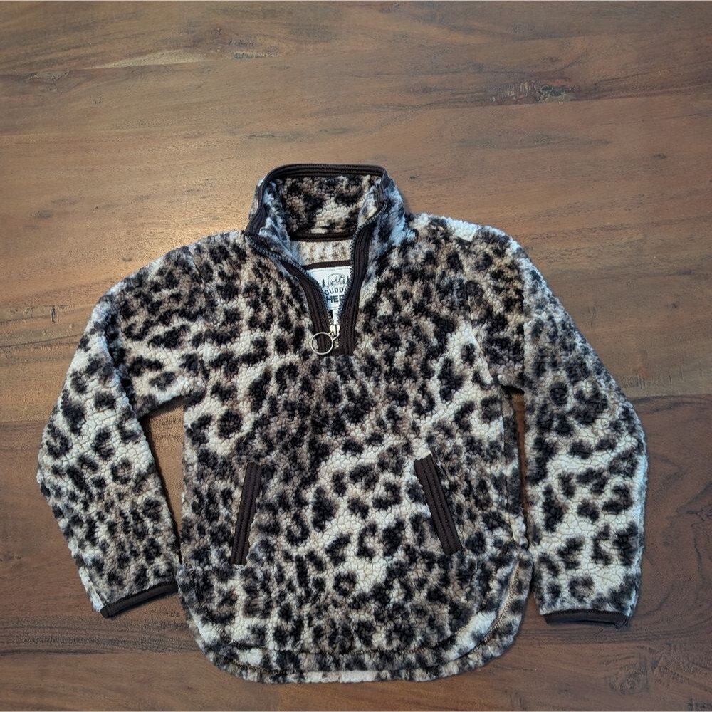 Cuddly Sherpa 1/4 Zip Animal Print Pullover Sz. 4 Children